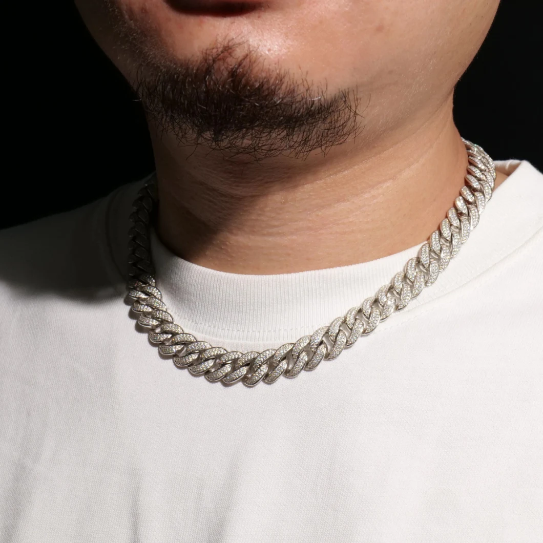 Cuban Style Necklace Hip-Hop Rapper Must-Have Melees Prong Setting Technology Decoration
