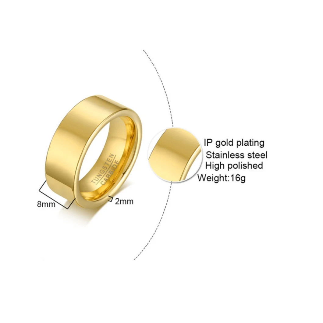 European and American Style Personalized Accessories Gold Simple Men&prime; S Tungsten Steel Ring Can Be DIY Lettering