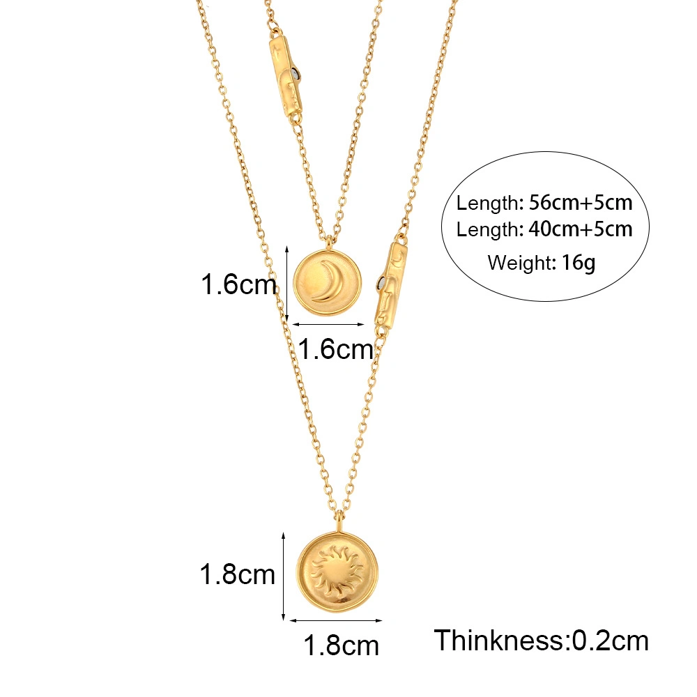 Factory Customized Fashion Jewelry Ins Fashion Hot Selling Simple Personalized Pendant Jewelry Women&prime;s Stainless Steel Sun Moon Magnet Necklace Set