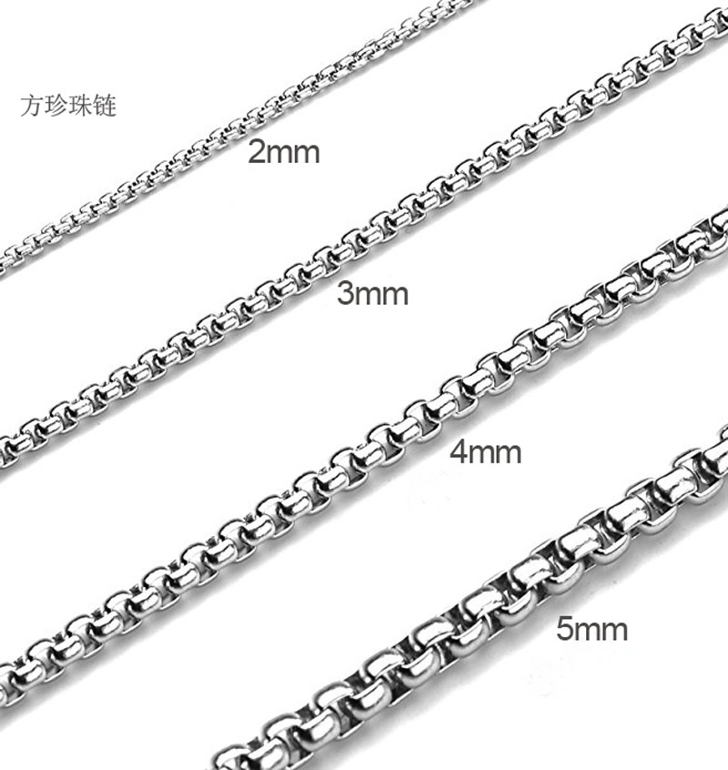 Europe and America All Match Men&prime; S Necklace Stainless Steel Hip Hop Style Square Pearl Necklace Accessories