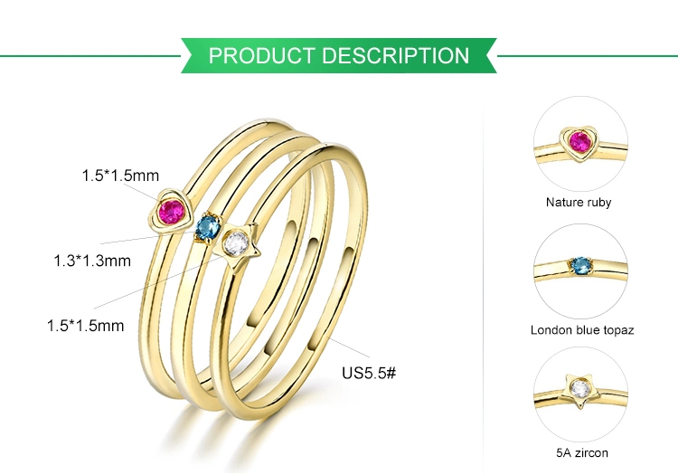 Exquisite 14K Pure Gold Jewelry Rings Minimalist Stacking Ring Set