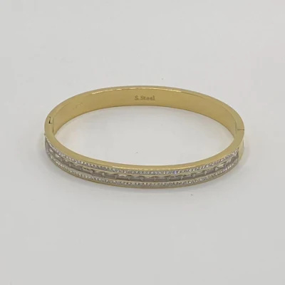 Customized Gold Color Designs Crystal Bangles for Lady in Stainless Steel