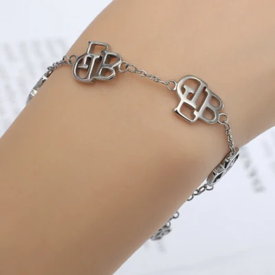 Gold Plated Chain Adjustable Bracelet Heart Pendant Silicone Smart Chain Stainless Steel Charm Diamond Bracelet