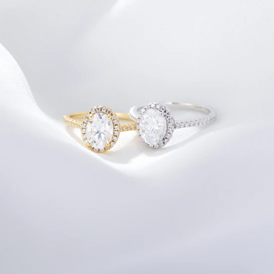 Luxury Fine Jewelry 14K Gold Plated Zircon Diamond 925 Sterling Silver Engagement Wedding Rings for Women
