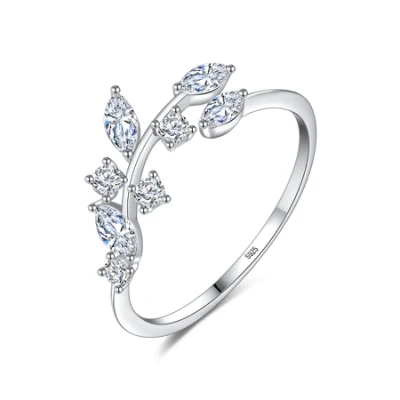 Leaf Zircon 925 Silver Jewelry Engagement Rings for Women