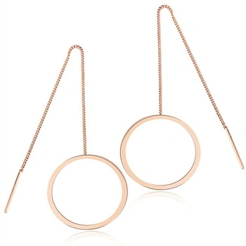 Marlary Fashion Tassel Gold Dangle Hoop Earrings Designs Rose Gold Stainless Steel Hoop Drop Earrings