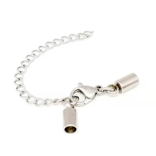 Jewelry Connection Head DIY Stainless Steel Bracelet Necklace Cord Bucket 1mm to 10mm Lobster Clasp Set with Extension Chain End