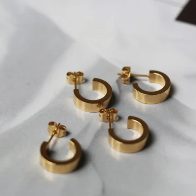 Stainless Steel Fashion Jewelry Glossy Small Round Stud Earrings
