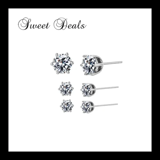 Fashion Jewelry Earrings White Zircon Stud Earrings Stainless Steel Plated Earrings
