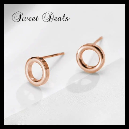 Fashion Jewelry Earrings Women′ S Stainless Steel Stud Earrings Hollow Geometric Round Earrings