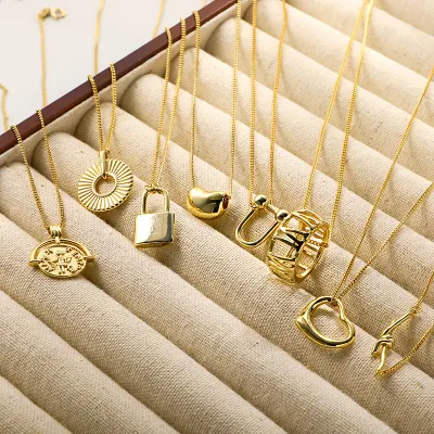 8+ Styles New Fashion Fine Jewelry 925 Sterling Silver 18K Gold Plated Custom Chain Heart Lock Knot Shaped Necklaces for Women